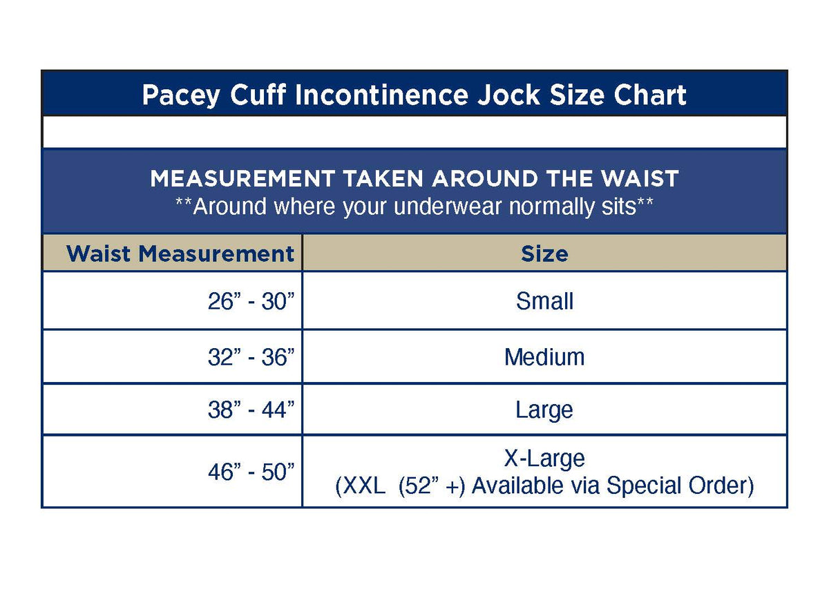 incontinence underwear size chart